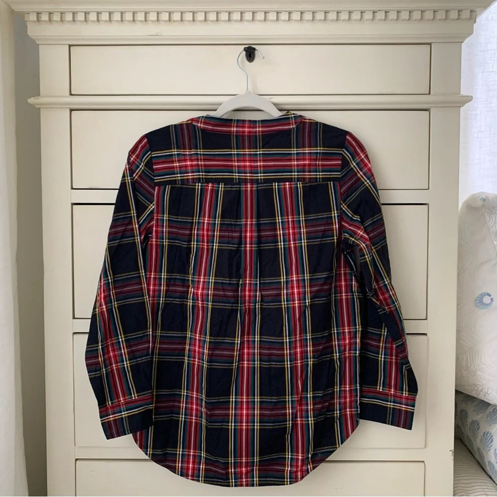 J Crew Tartan Plaid Jewel Blouse